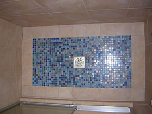 glass tile shower pan
